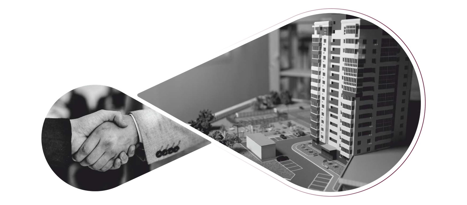 A handshake and architecture joined in an infinity shape